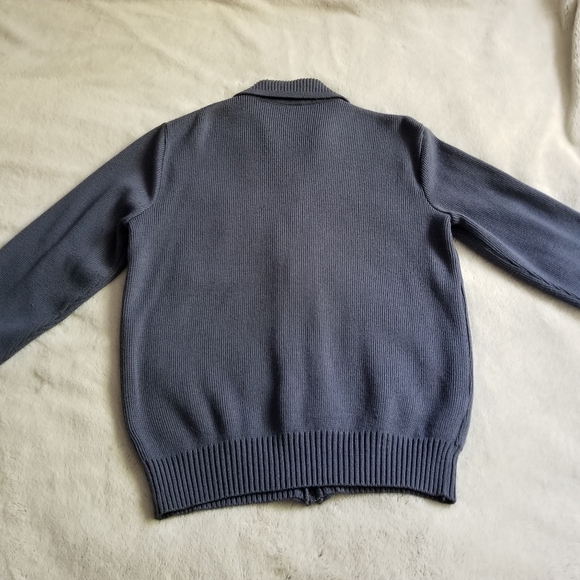 80s Vintage ST. MICHAEL Suede Accent Zip-up Cardigan Sweater Size 42 / XL - Picture 12 of 15